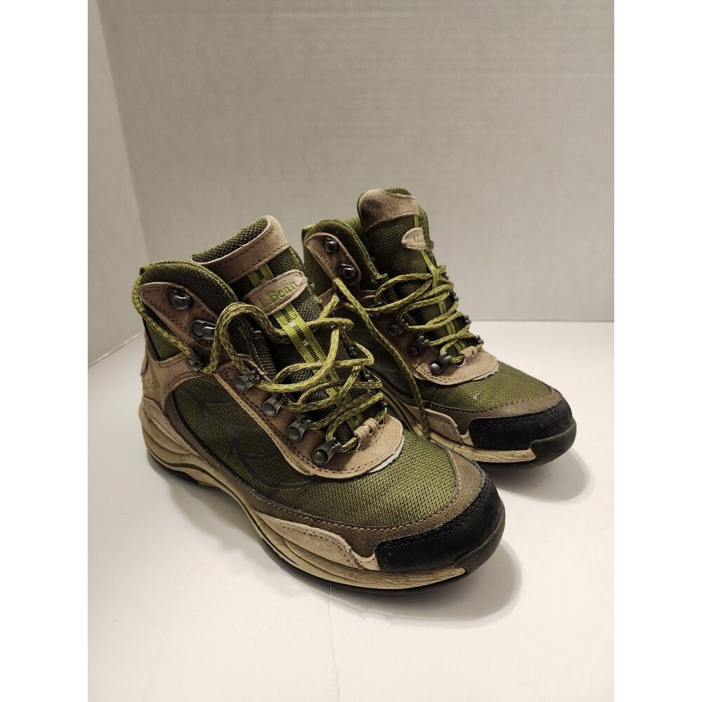 LL Bean Women's Green Mesh Lace Up Waterproof High Top Hiking Boots Size 7 M